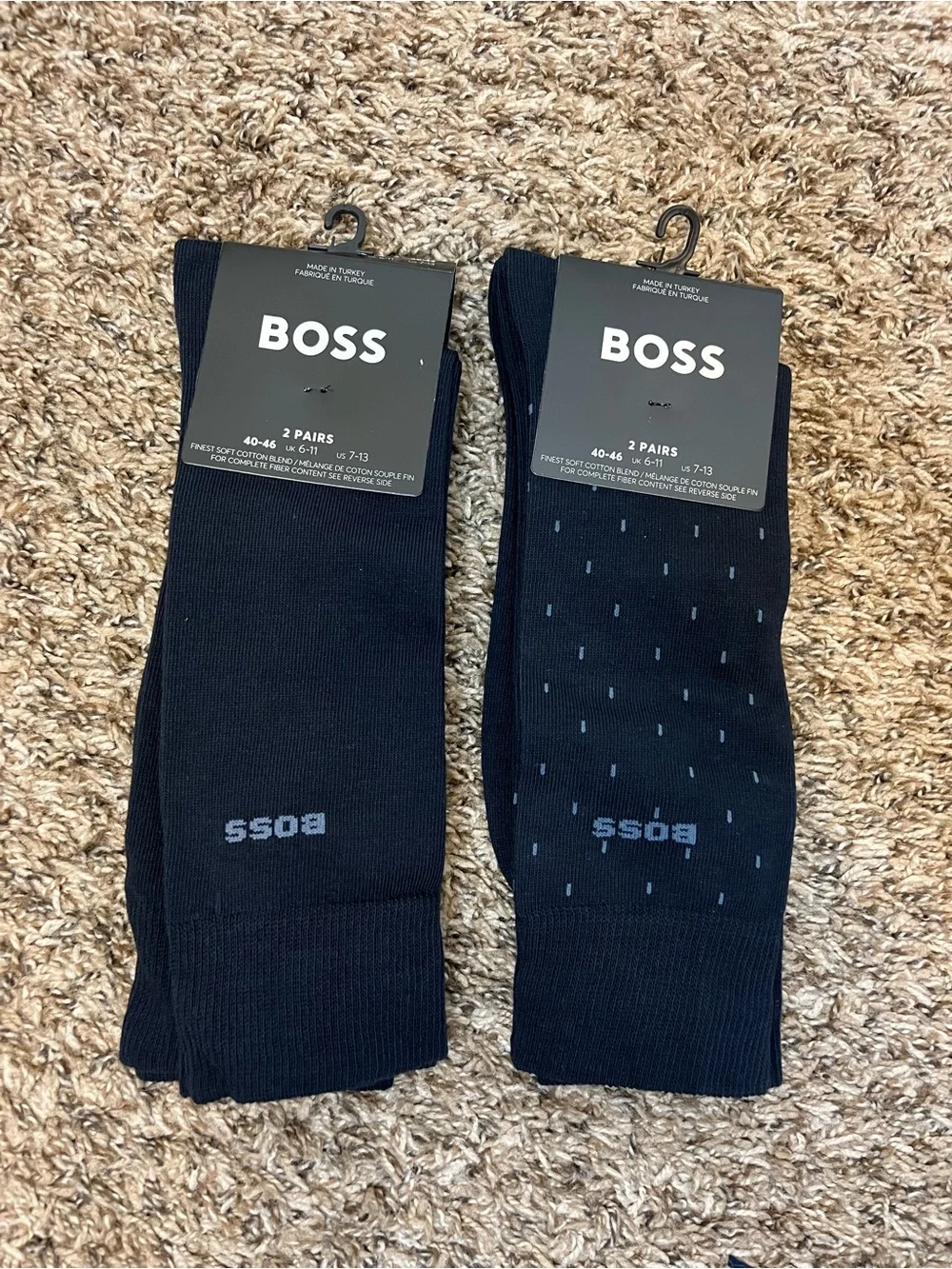 BOSS Men's Navy Dress Socks 2- 2 Packs
